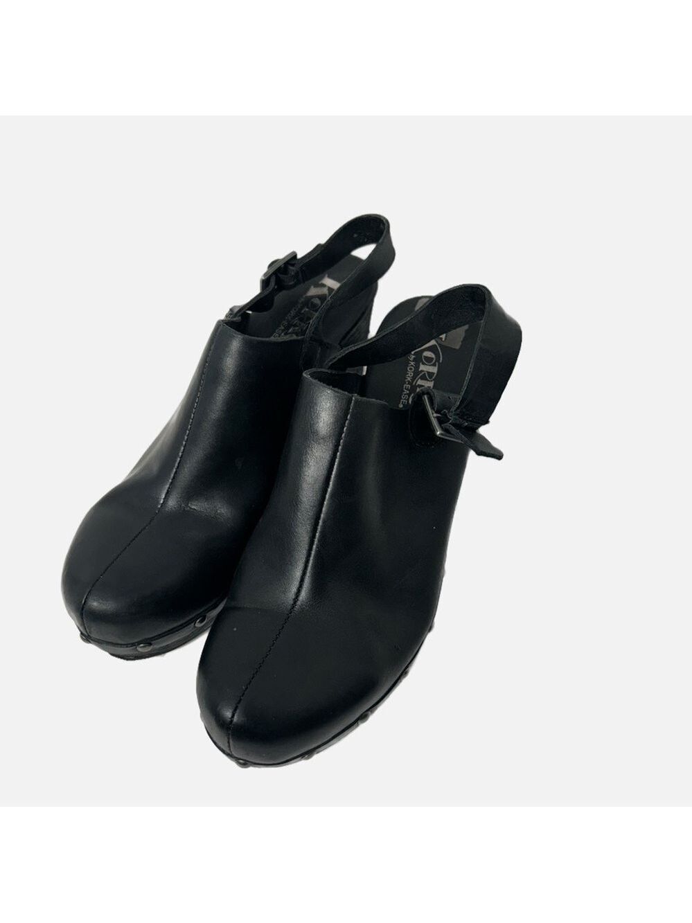 Kirk’s by Korkease Women’s Clogs Leather Studded Black Strap 9/40.5